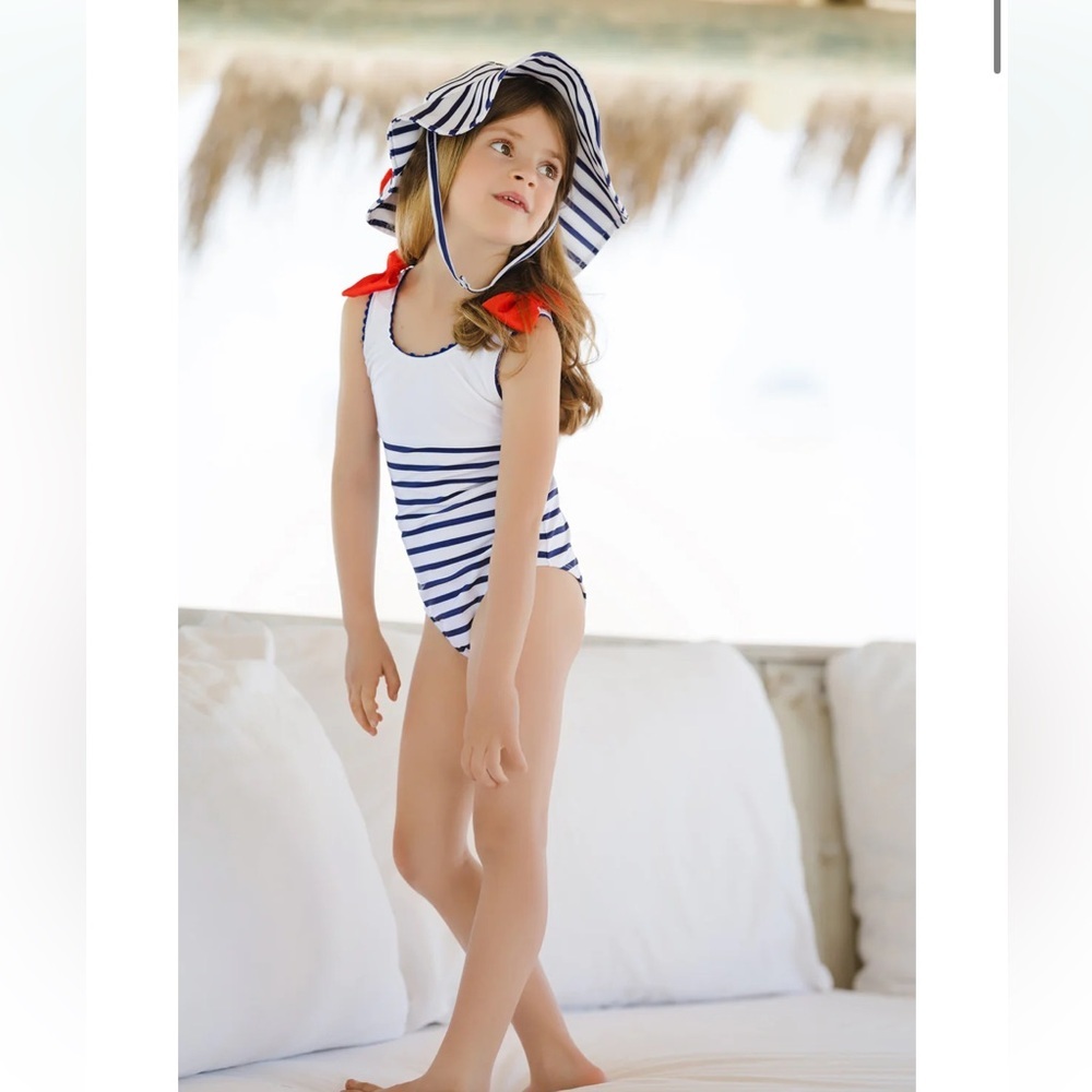 Sal & Pimenta Sailor one piece bathing suit Swimsuit NEW with tags red blue bow
